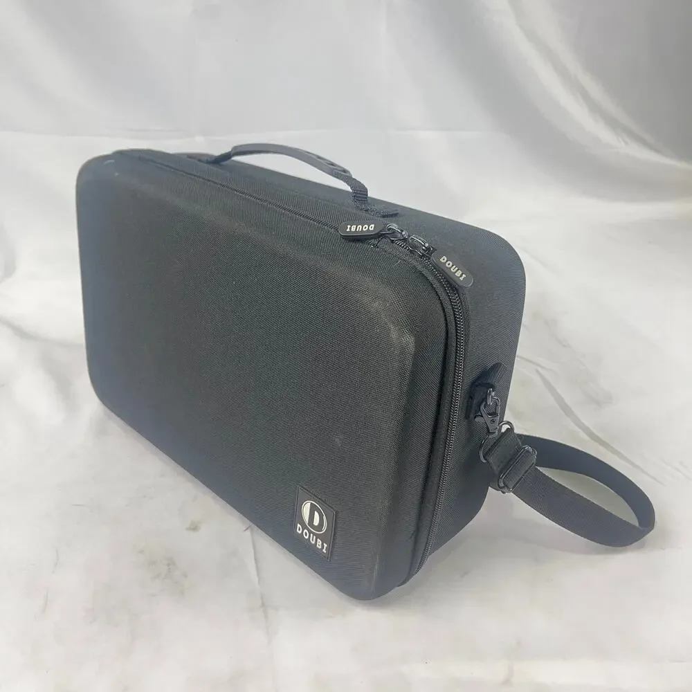 DOUBI Hard Shell Mini Projector Case Travel Bag Black Shoulder Strap Mesh Pocket